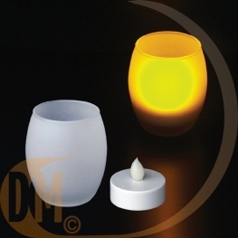 Photophore avec bougie � LED couleur flamme