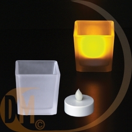 Photophore avec bougie � LED couleur flamme