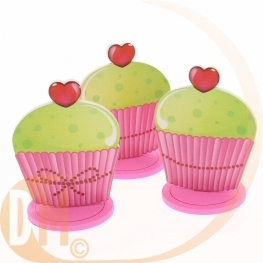 Lot de 3 centres de table Cupcake 10 cm