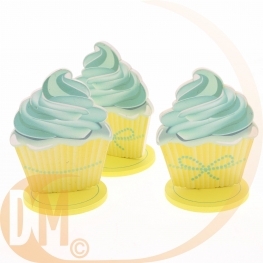 Lot de 3 centres de table Cupcake 10 cm