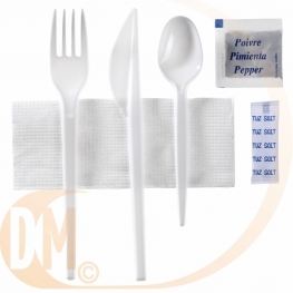 Sachet couverts plastique blanc