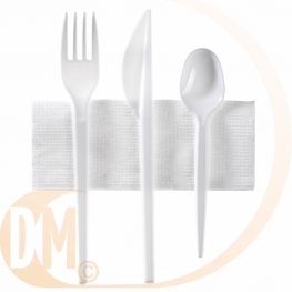 Sachet couverts plastique blanc