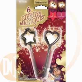 Cierge magique coeur et etoiles par 6