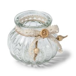 Vase verre � l\\\'ancienne liens dentelles