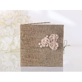 Livre d\\\'Or en toile de jute avec rose