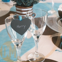 Porte Nom Ardoise Coeur Metallise et classique par 6