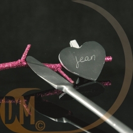 Porte Nom Ardoise Coeur Metallise et classique par 6