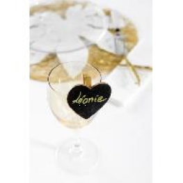 Porte Nom Ardoise Coeur Metallise et classique par 6